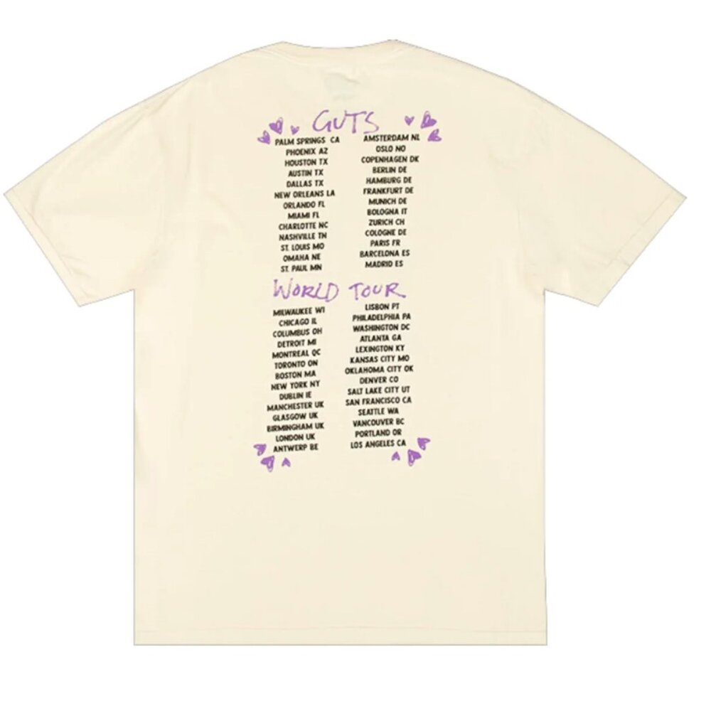 Olivia Rodrigo Get Him Back! T-Shirt – Ivory – Small – Official Tour Merch - Picture 2 of 10